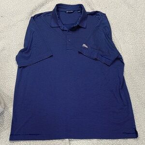 Cutter & Buck Men's Blue Striped Polo Shirt